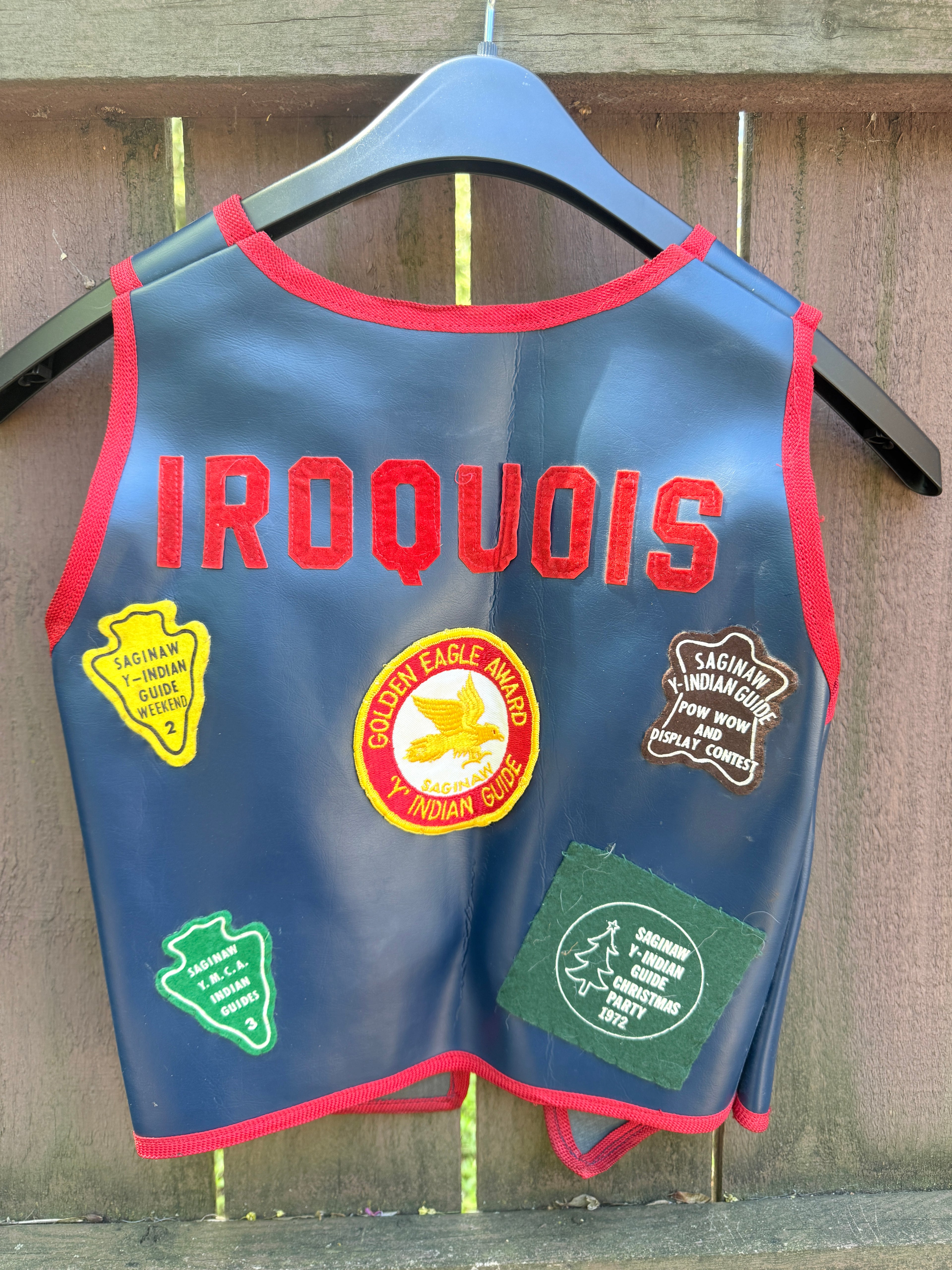 1970s Y-Indian Guide Blue Leather Vest