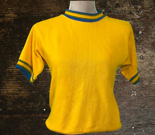 Vintage 1960’s Penny’s Towncraft Yellow Acrylic Short Sleeve Sweatshirt