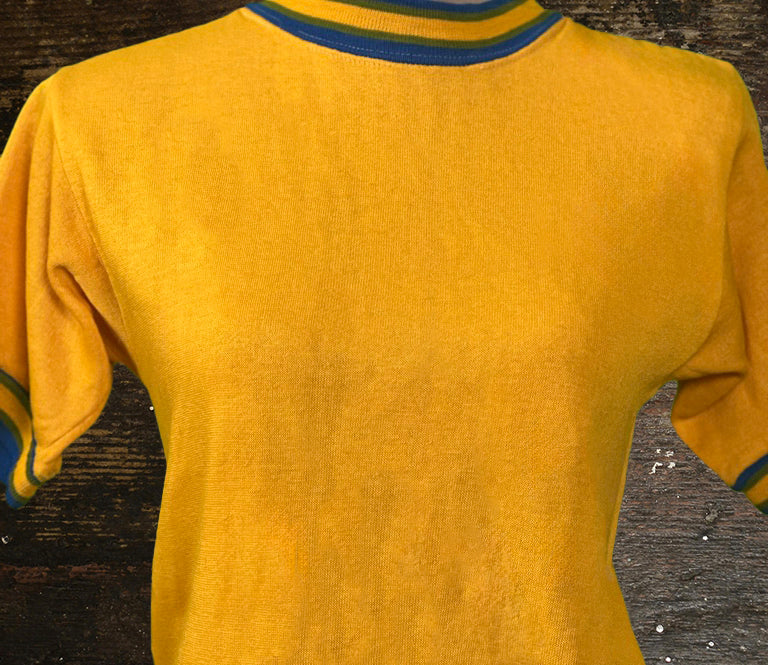 Vintage 1960’s Penny’s Towncraft Yellow Acrylic Short Sleeve Sweatshirt