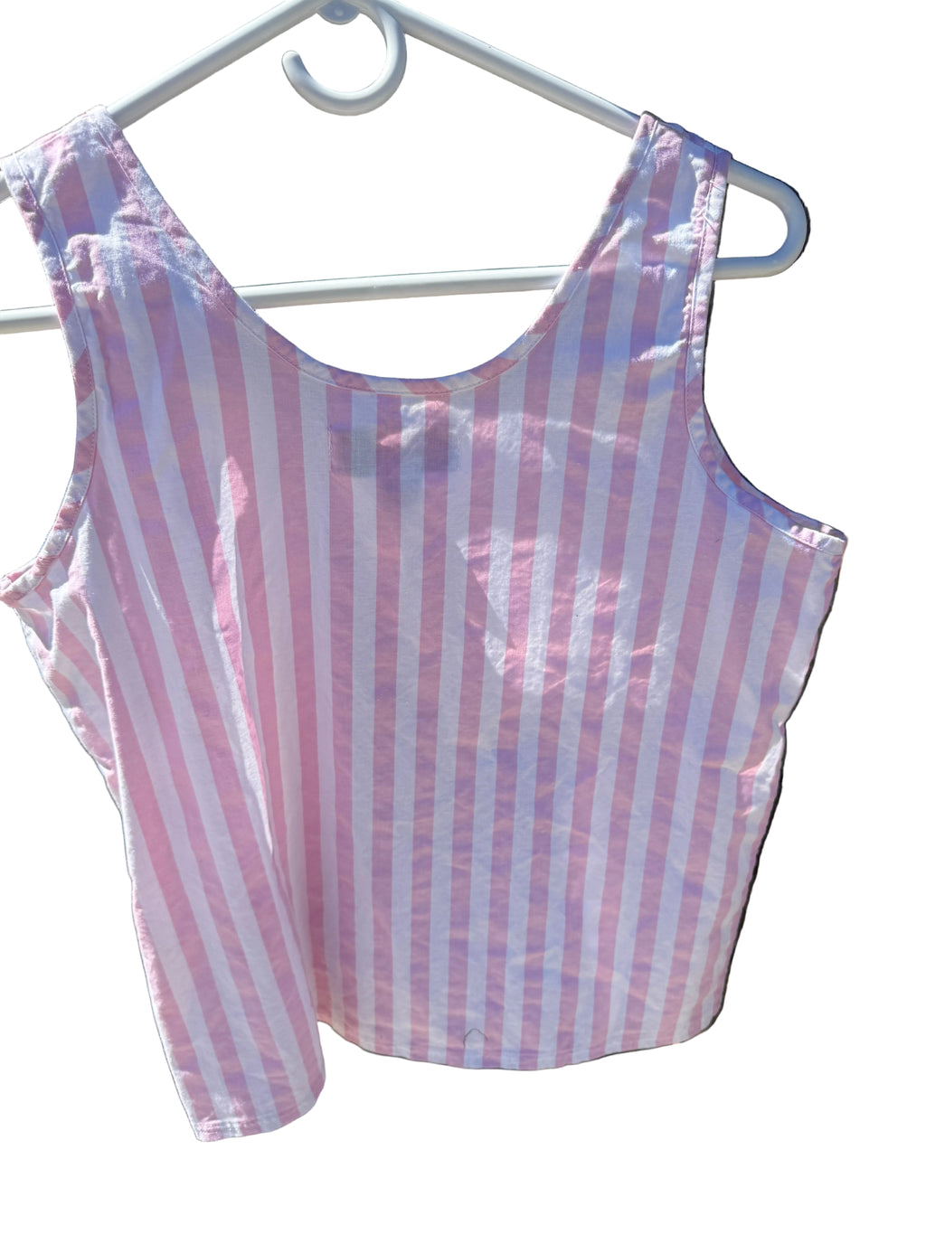 Gitano Dream Pink and White striped cropped tank 80s