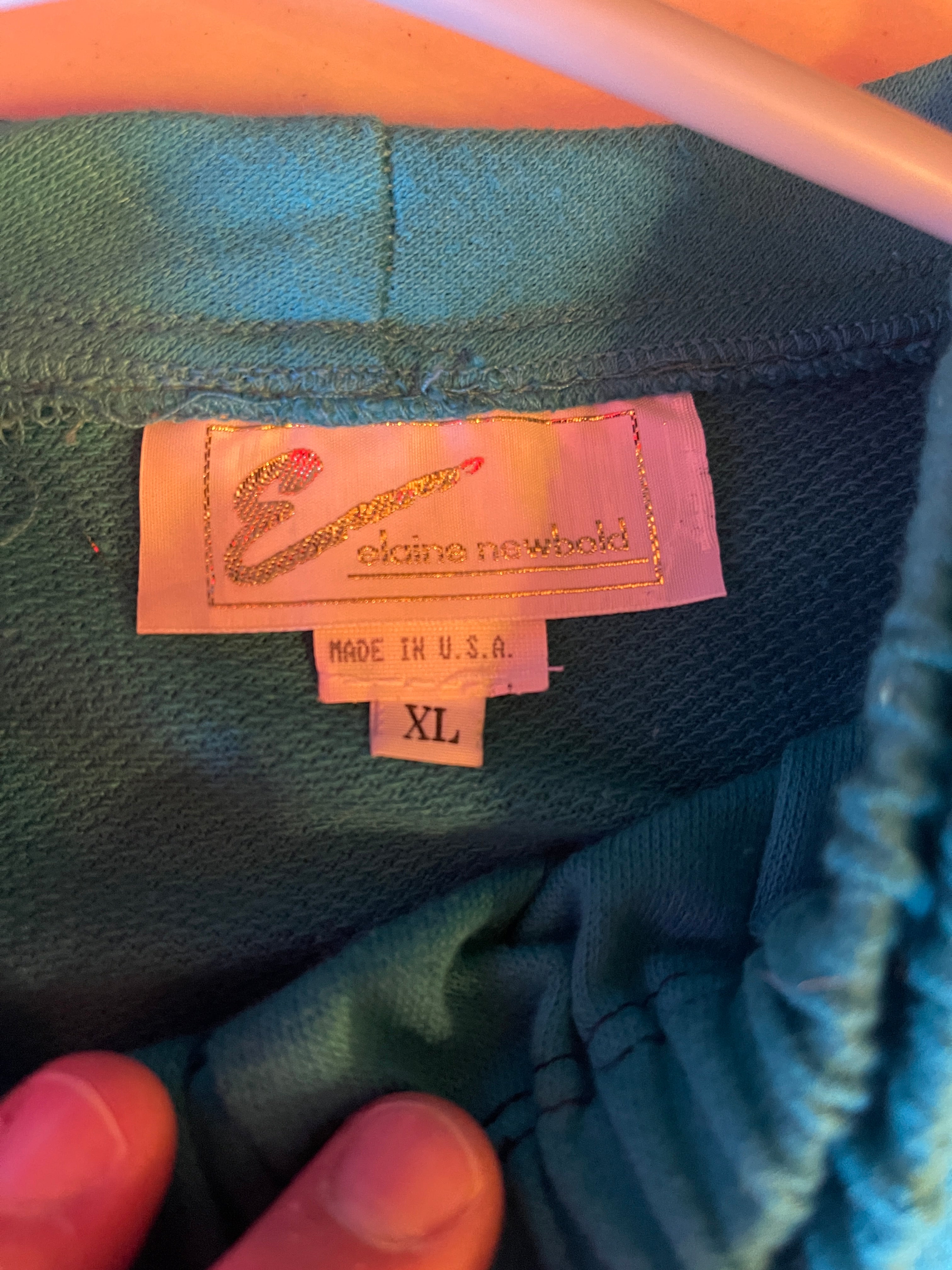 Vintage 80's/90's Never Worn Teal Set with Gold/Purple Art Design Sweatshirt with Matching