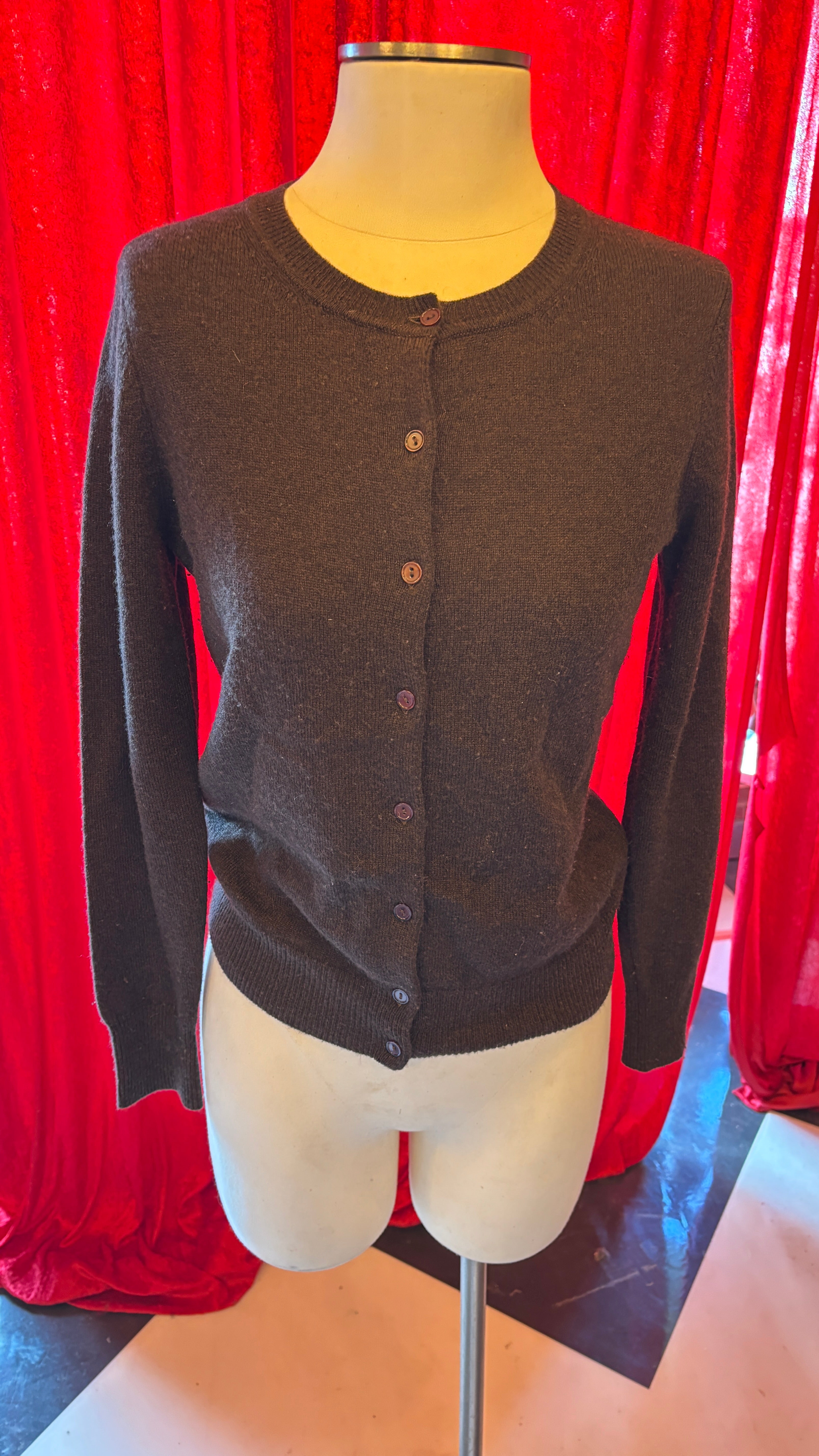 Brown Cashmere Crewneck Cardigan
