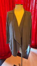 Grey Shawl Neck Open Cardigan