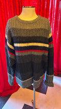 Grey/Blue/Red Stripe Cable Crewneck 00's Vintage
