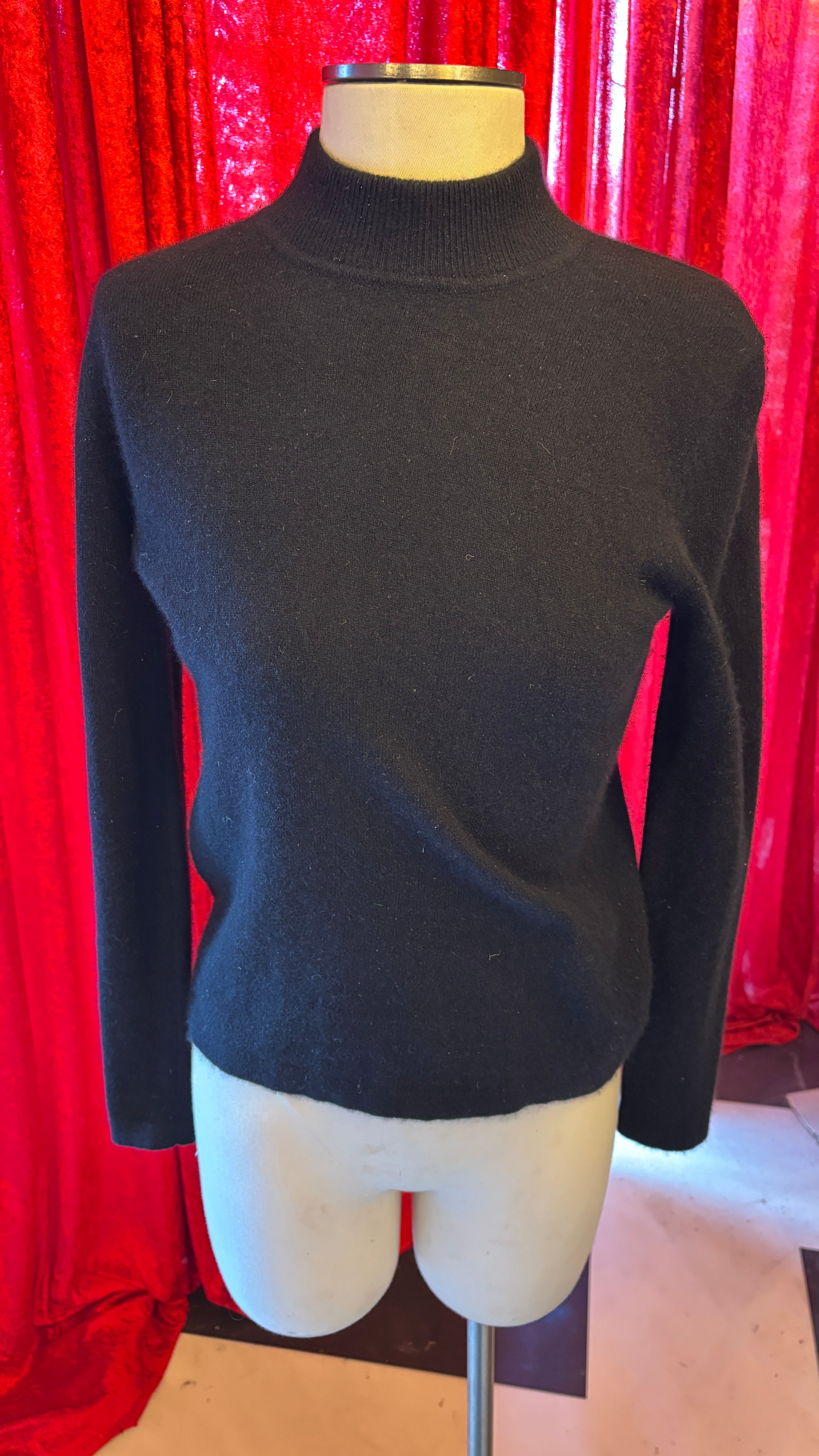 Black Cashmere Mock Neck