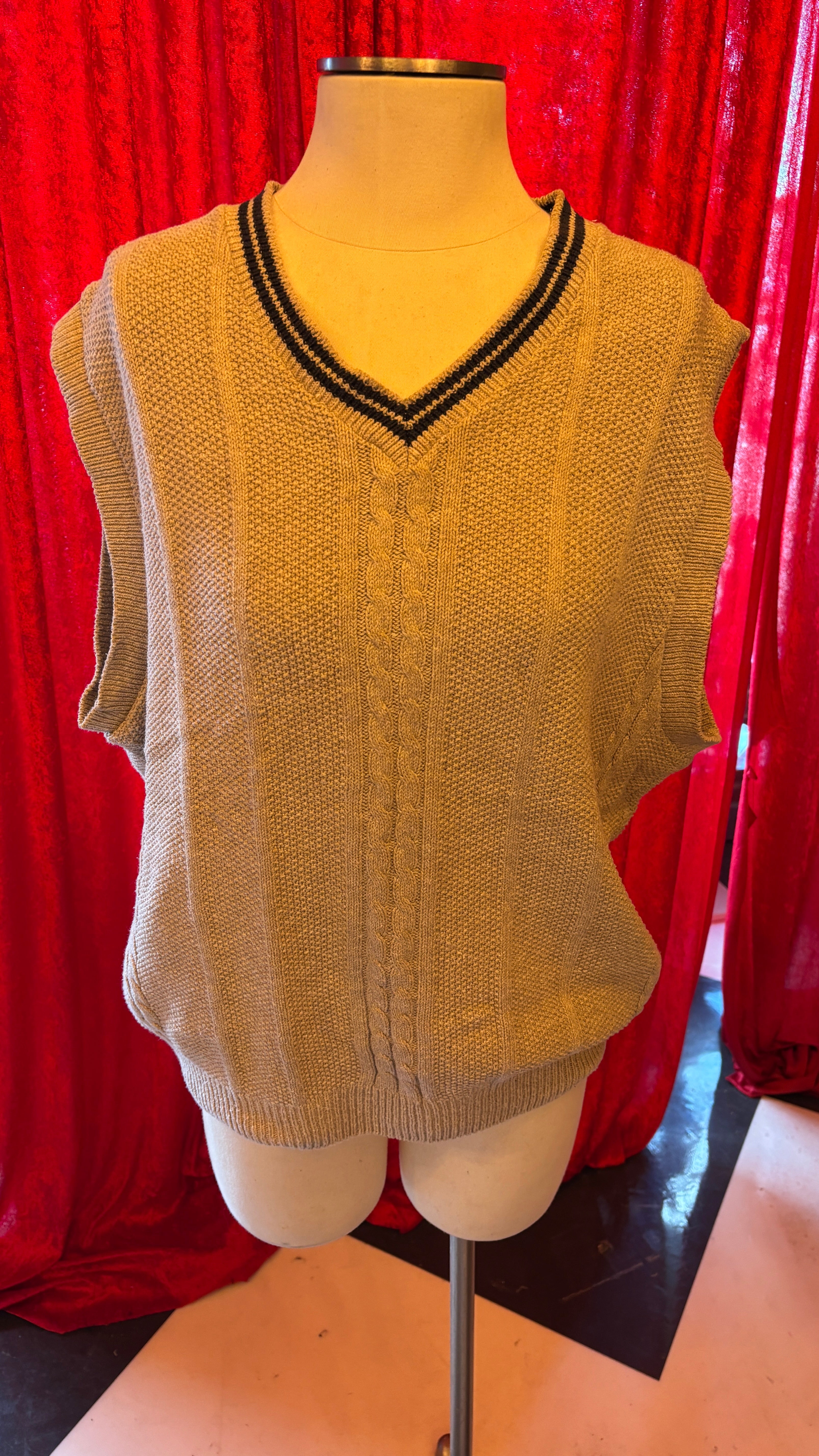 Oatmeal with Blue Trim Vest