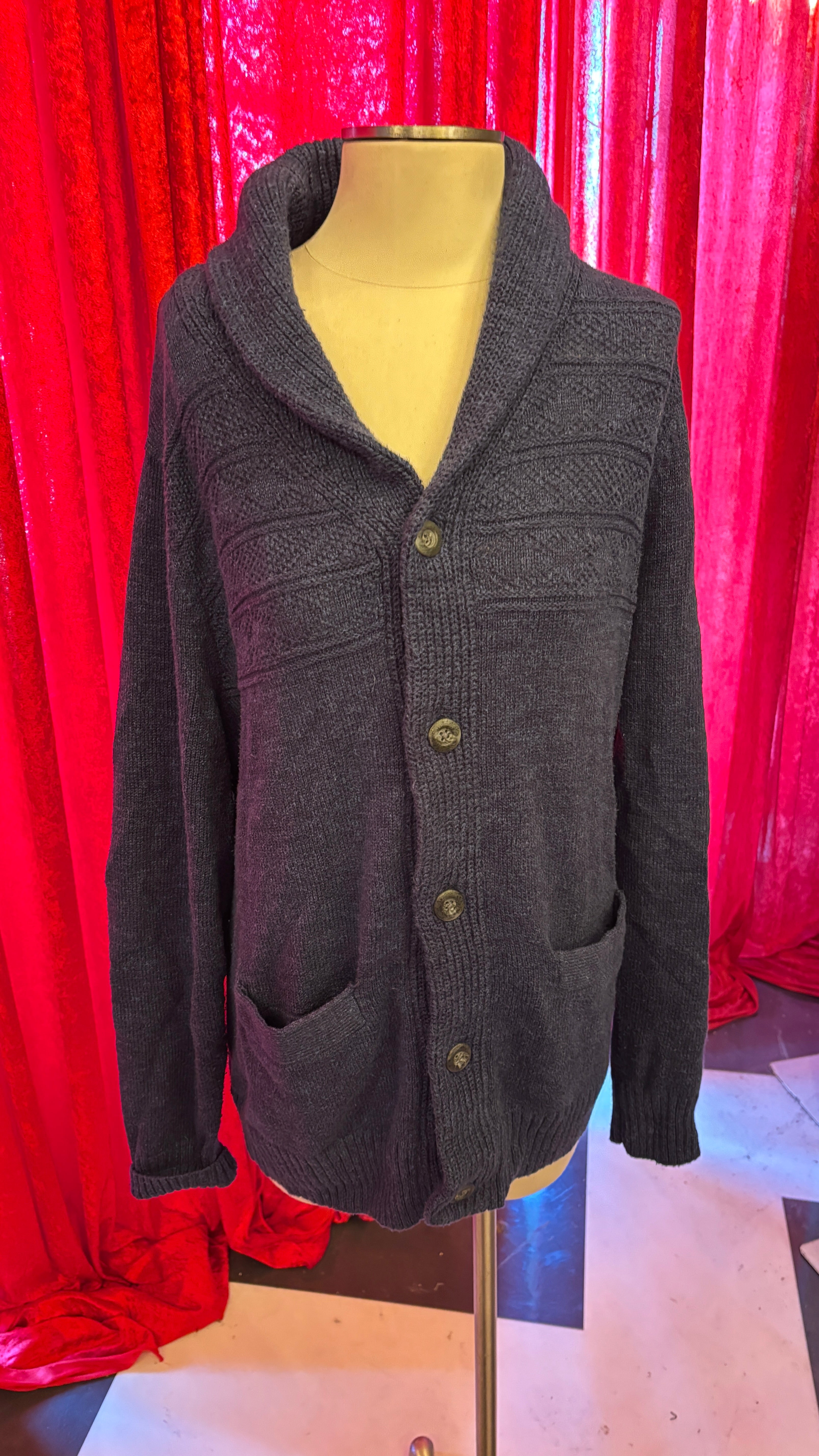 Blue Shawl Pocket Cardigan