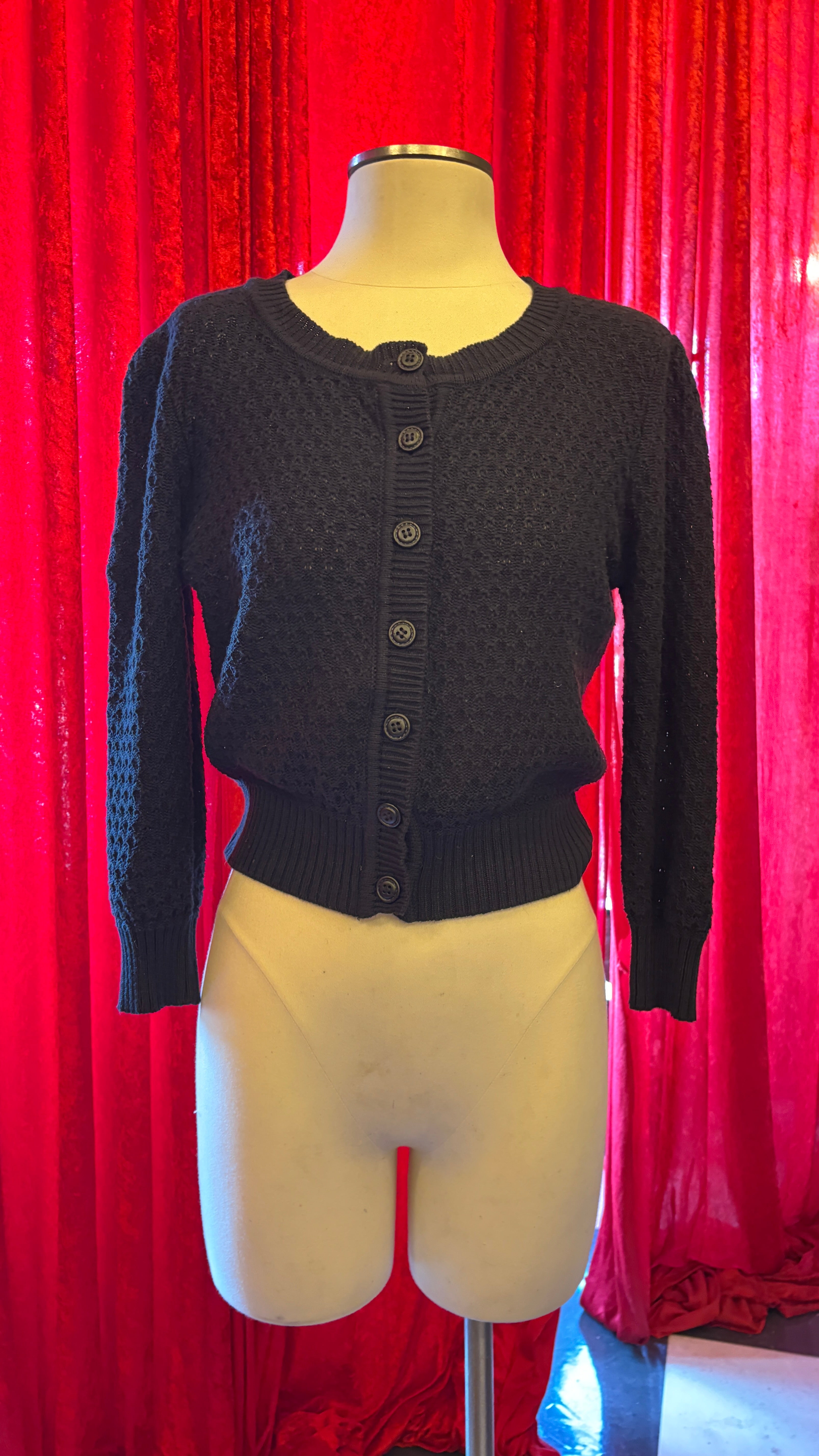 Black Scoop Neck Mini Cardigan